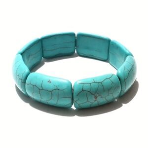 Turquoise Howlite Curved Rectangular Bead Stretch Bracelet